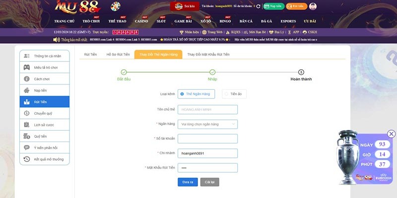 Hướng dẫn chi tiết các bước rút tiền Mu88